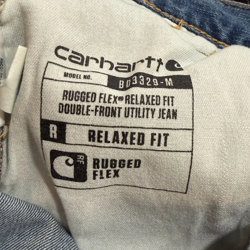 Carthartt Mens 33x32 Jeans Blue Double Knee Loose Relaxed Fit Carpenter utility - Picture 7 of 11